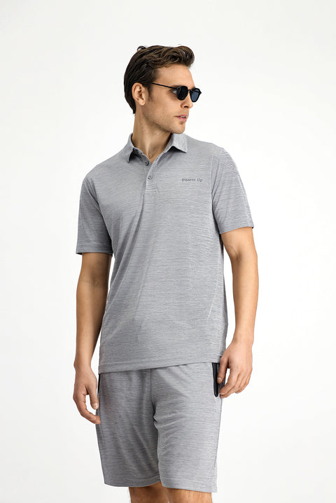Light Grey Slim Fit Printed Polo Shirt