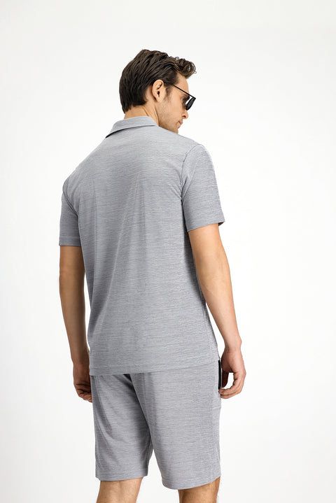 Light Grey Slim Fit Printed Polo Shirt