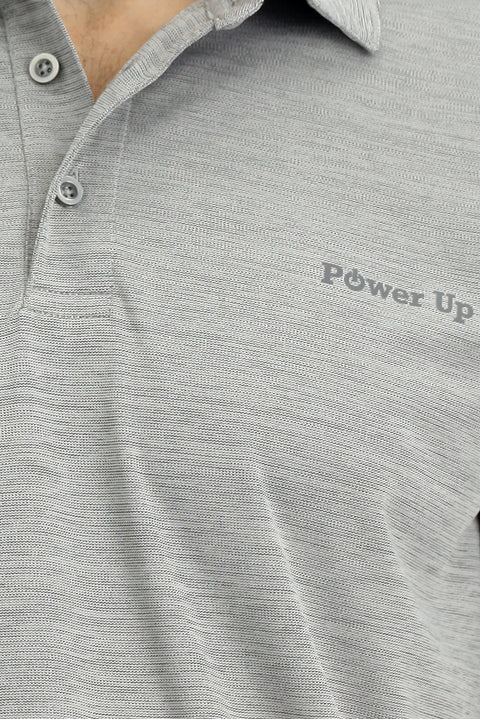 Light Grey Slim Fit Printed Polo Shirt