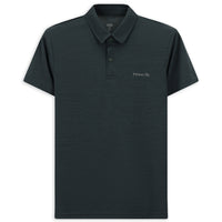 Koyu Antrasit Slim Fit Dar Kesim Baskılı Polo Yaka Tişört