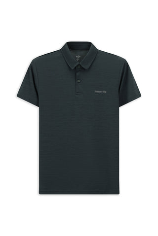  Koyu Antrasit Slim Fit Dar Kesim Baskılı Polo Yaka Tişört