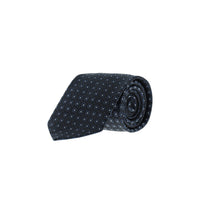 Koyu Lacivert Çiçek Desenli Kravat
