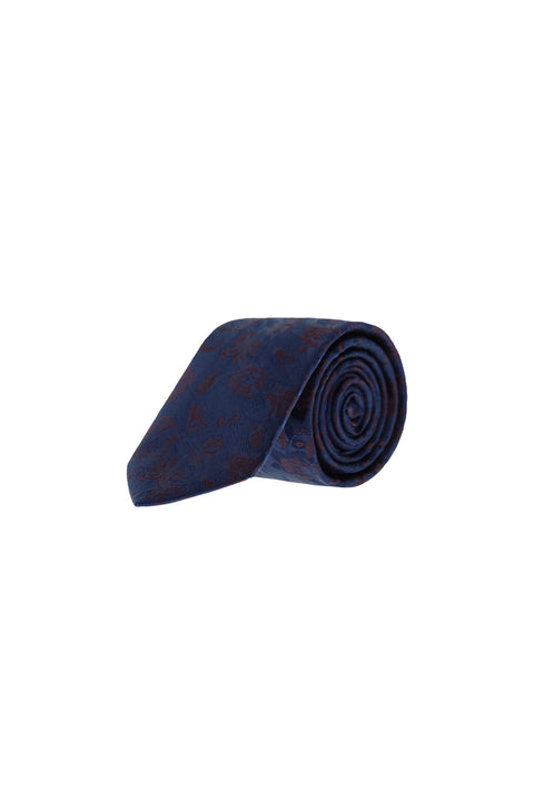 Dark Navy Floral Pattern Tie