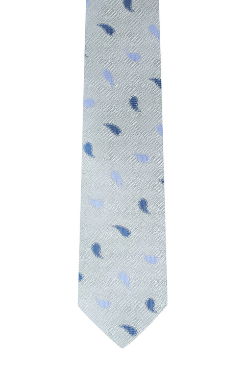 Medium Grey Paisley Patterned Tie