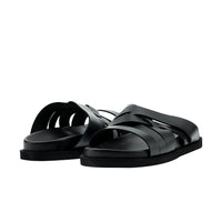 Black Leather Slippers