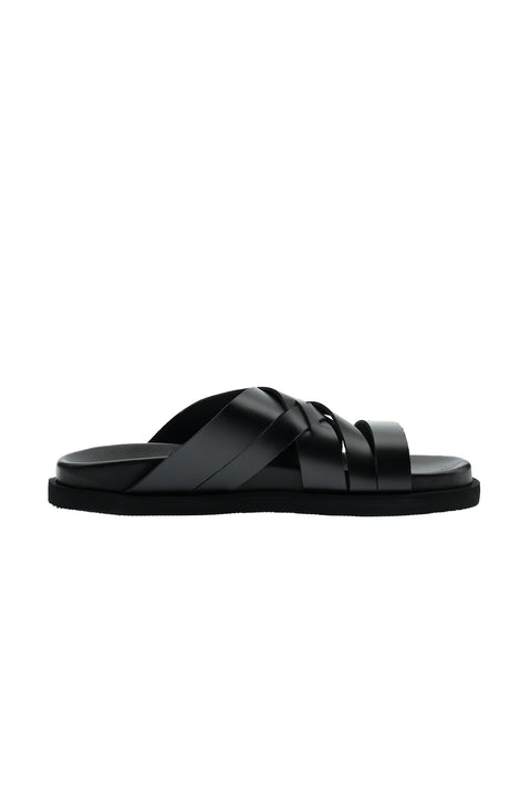 Black Leather Slippers