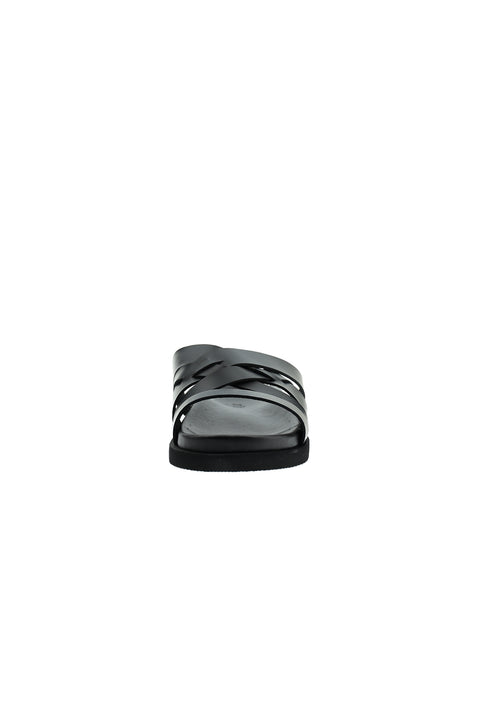 Black Leather Slippers