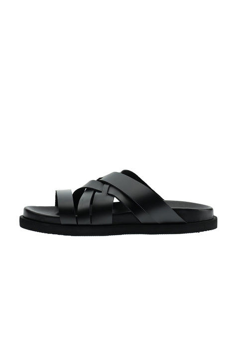 Black Leather Slippers