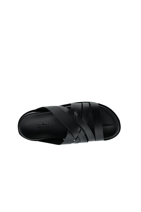 Black Leather Slippers