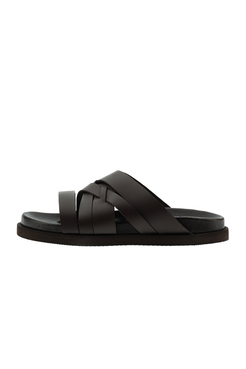 Medium Brown Leather Slippers