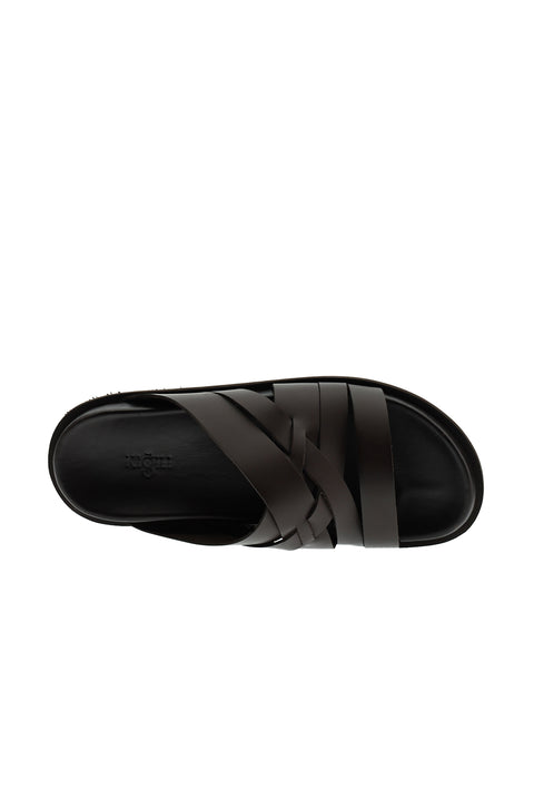 Medium Brown Leather Slippers