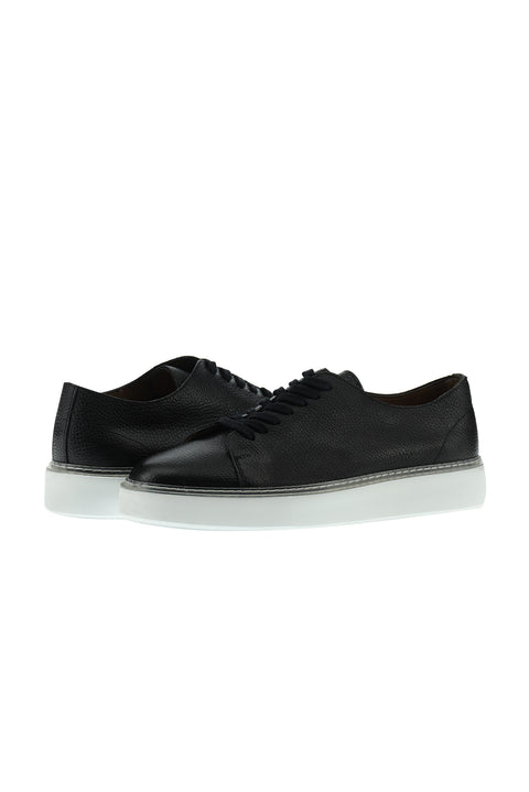 Black Leather Sneaker Shoes