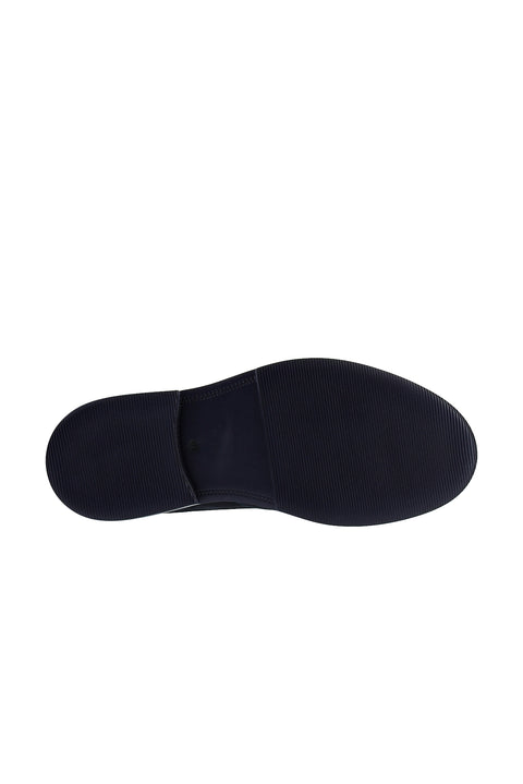 Dark Navy Blue 4 Seasons Lace-up Patterned Nubuck Leather Shoes
