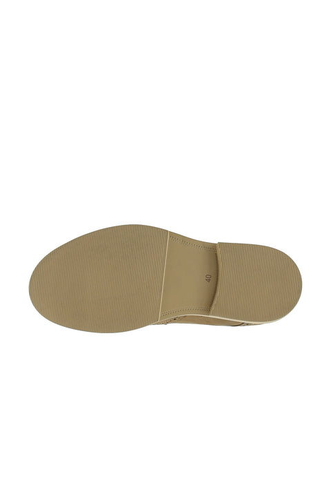 Medium Beige 4-Season Lace-Up Patterned Nubuck Leather Shoes