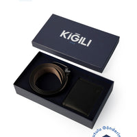 Black 2-Piece Wallet & Belt Set with Gift Box