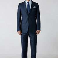 Koyu Lacivert 8 Drop Long Slim Fit Uzun Dar Kesim Düz Mono Yaka Takım Elbise
