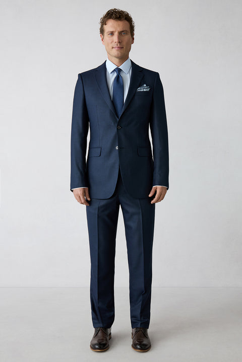 Koyu Lacivert 8 Drop Long Slim Fit Uzun Dar Kesim Düz Mono Yaka Takım Elbise