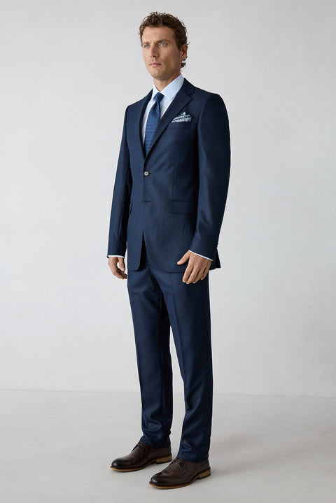 Koyu Lacivert 8 Drop Long Slim Fit Uzun Dar Kesim Düz Mono Yaka Takım Elbise