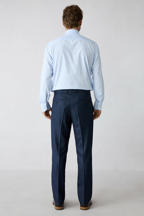 Koyu Lacivert 8 Drop Long Slim Fit Uzun Dar Kesim Düz Mono Yaka Takım Elbise
