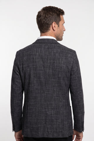 Koyu Füme 7 Drop Slim Fit Dar Kesim Mono Yaka Klasik Ekose Ceket