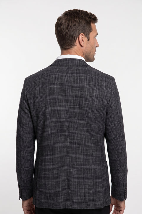 Dark Charcoal 7 Drop Slim Fit Narrow Lapel Classic Plaid Jacket
