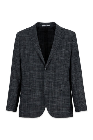  Koyu Füme 7 Drop Slim Fit Dar Kesim Mono Yaka Klasik Ekose Ceket