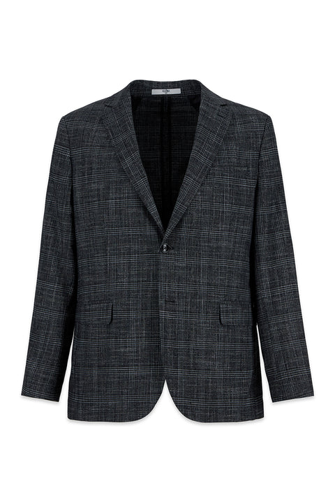 Dark Charcoal 7 Drop Slim Fit Narrow Lapel Classic Plaid Jacket