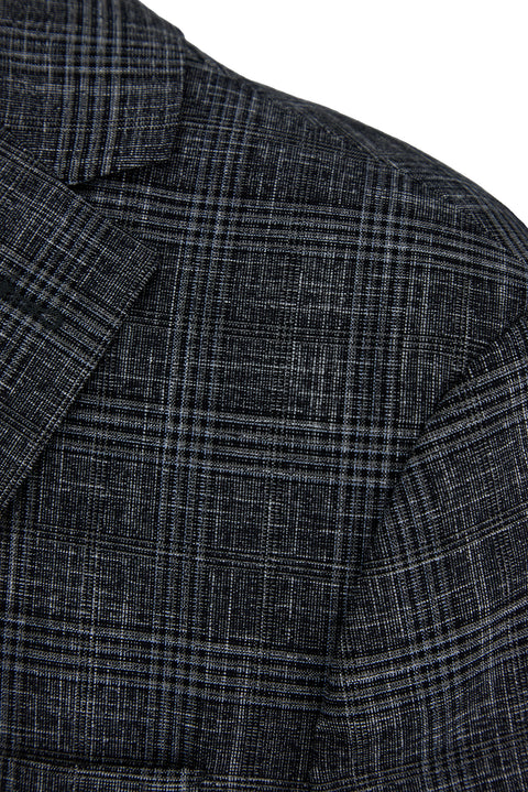 Dark Charcoal 7 Drop Slim Fit Narrow Lapel Classic Plaid Jacket