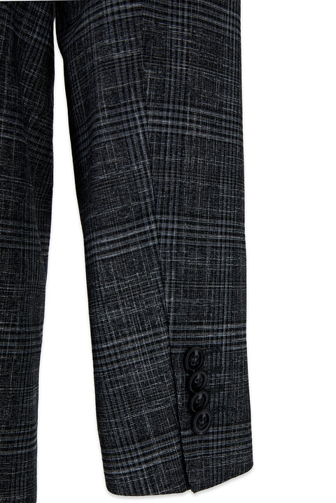 Dark Charcoal 7 Drop Slim Fit Narrow Lapel Classic Plaid Jacket