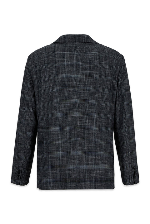 Dark Charcoal 7 Drop Slim Fit Narrow Lapel Classic Plaid Jacket