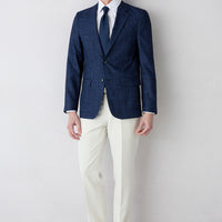 Light Blue 7 Drop Slim Fit Narrow Cut Peak Lapel Classic Plaid Jacket