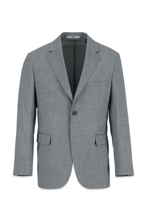 Açık Füme 4 Drop Relaxed Fit Rahat Kesim Mono Yaka Desenli Likralı Klasik Ceket