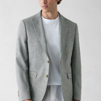 Dark Green 6 Drop Regular Fit Standard Cut Notch Lapel Patterned Classic Linen Blend Jacket