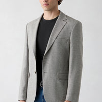 Medium Mink 6 Drop Regular Fit Standard Cut Single Lapel Patterned Classic Linen Blend Jacket