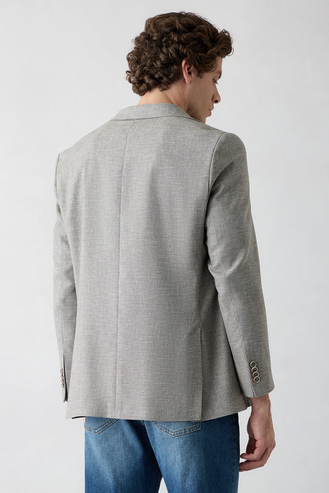 Medium Mink 6 Drop Regular Fit Standard Cut Single Lapel Patterned Classic Linen Blend Jacket