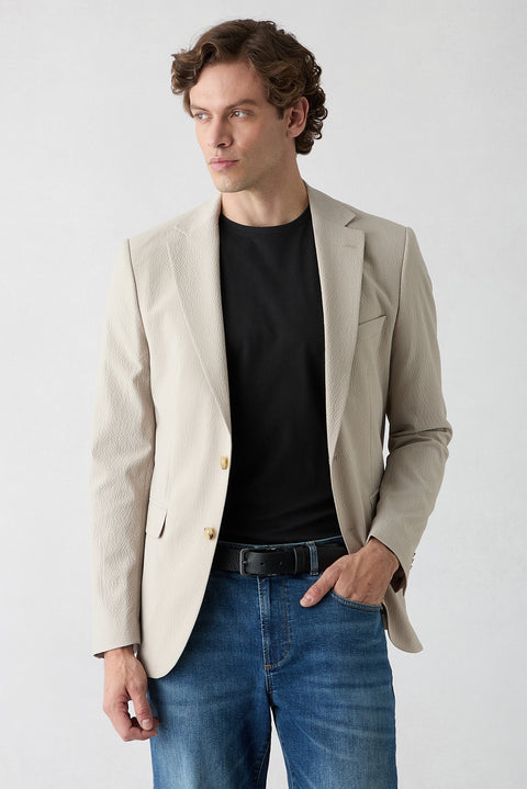 Light Beige 7 Drop Slim Fit Jacket