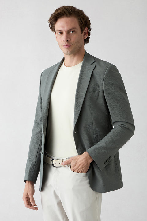 Medium Khaki 8 Drop Muscle Fit Long Athletic Cut Jacket