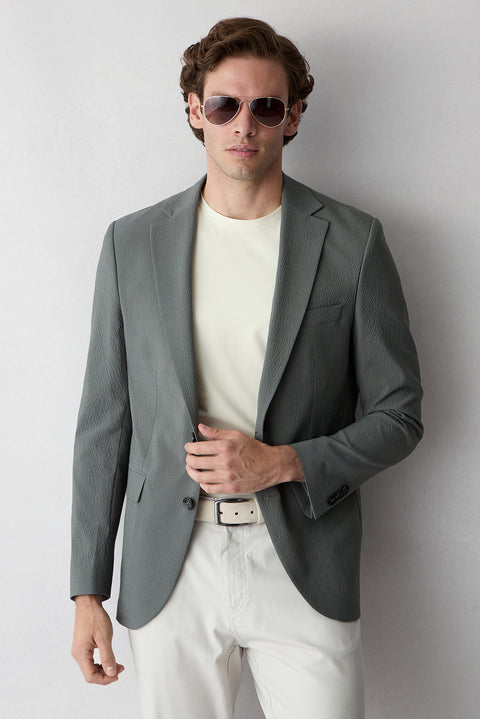 Medium Khaki 8 Drop Muscle Fit Long Athletic Cut Jacket