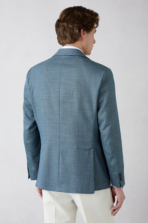 Blue 8 Drop Muscle Fit Long Athletic Cut Mono Collar Bag Pocket Patterned Jacket