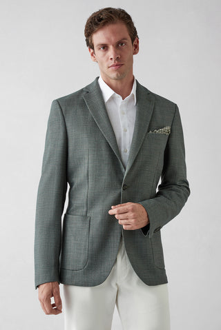  Çağla Yeşili 4 Drop Relaxed Fit Rahat Kesim Mono Yaka Torba Cep Desenli Ceket