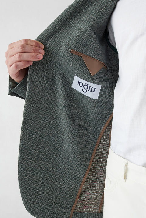 Çağla Yeşili 4 Drop Relaxed Fit Rahat Kesim Mono Yaka Torba Cep Desenli Ceket