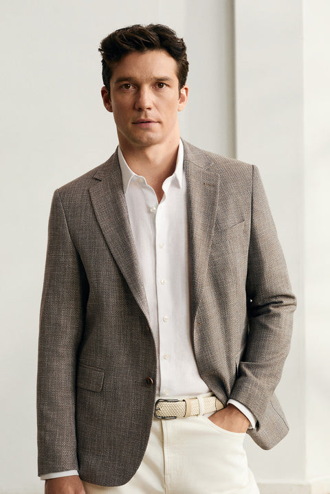 Dark Brown 4-Drop Relaxed Fit Shawl Collar Classic Jacket