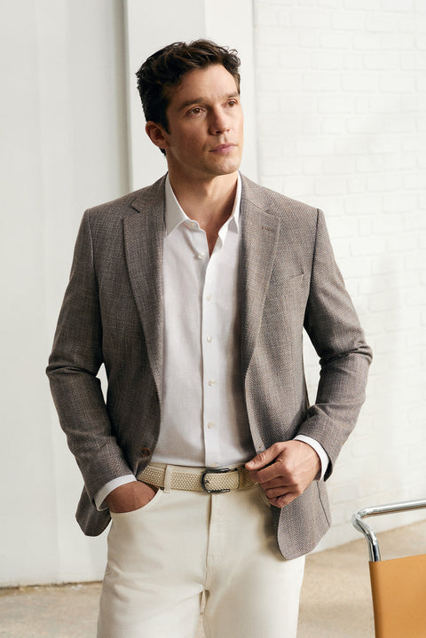 Dark Brown 4-Drop Relaxed Fit Shawl Collar Classic Jacket