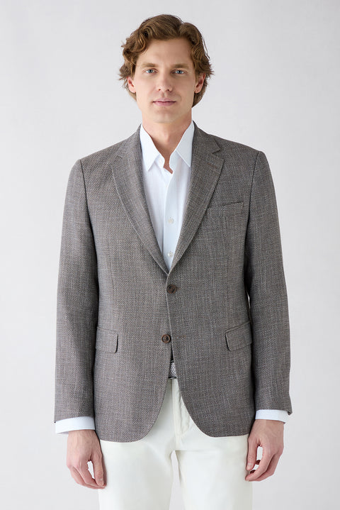 Dark Brown 8 Drop Muscle Fit Long Athletic Cut Mono Collar Classic Jacket