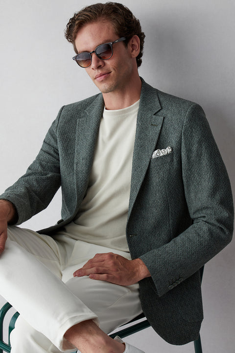 Dark Green 7 Drop Super Slim Fit Extra Narrow Cut Jacket