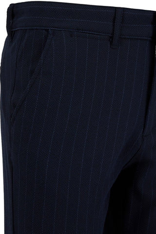  Orta Lacivert Straight Slim Fit Çizgili Likralı Esnek Yan Cepli Kanvas / Chino Pantolon