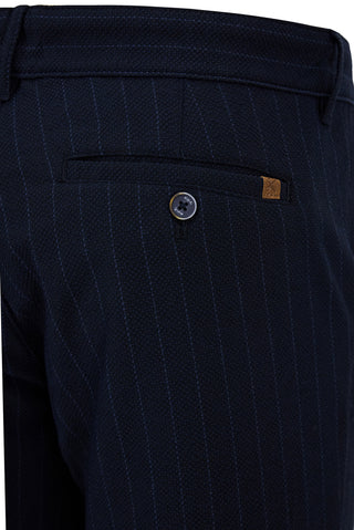  Orta Lacivert Straight Slim Fit Çizgili Likralı Esnek Yan Cepli Kanvas / Chino Pantolon