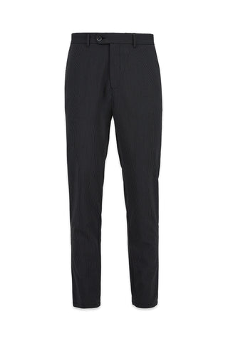  Siyah Tapered Slim Fit Likralı Gofreli Çizgili Kanvas / Chino Pantolon