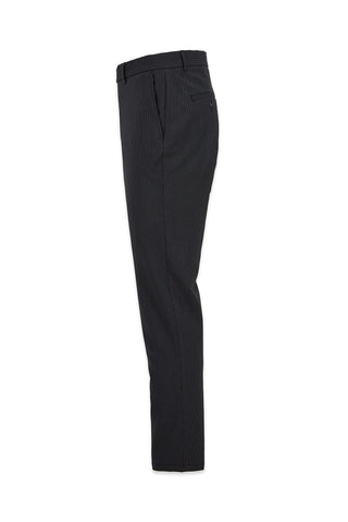  Siyah Tapered Slim Fit Likralı Gofreli Çizgili Kanvas / Chino Pantolon