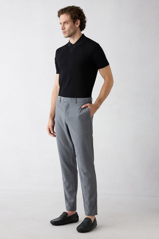  Orta Füme Tapered Slim Fit Likralı Gofreli Çizgili Kanvas / Chino Pantolon
